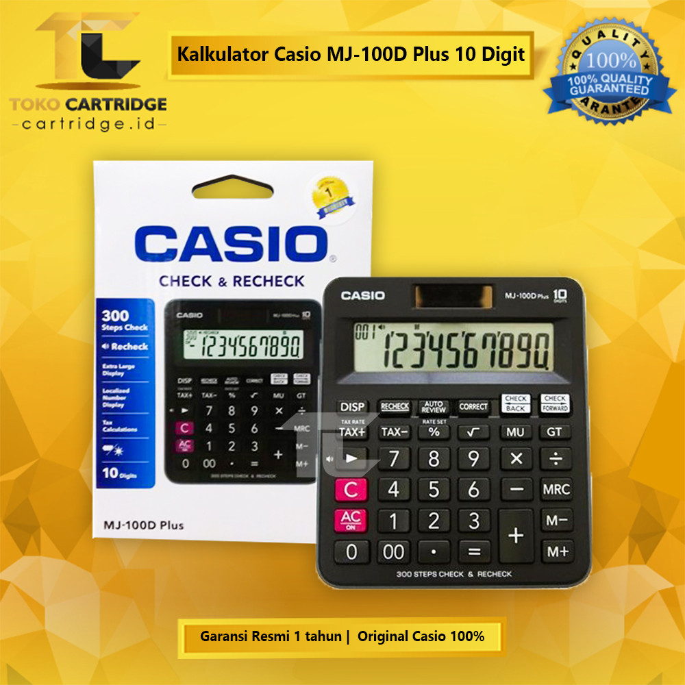

Casio Desktop MJ-100D Plus 10 Digit Cek Ulang Kalkulator Meja Desktop Check Correct MJ 100D Plus 10 Digit 2 Way Power Garansi Resmi Original