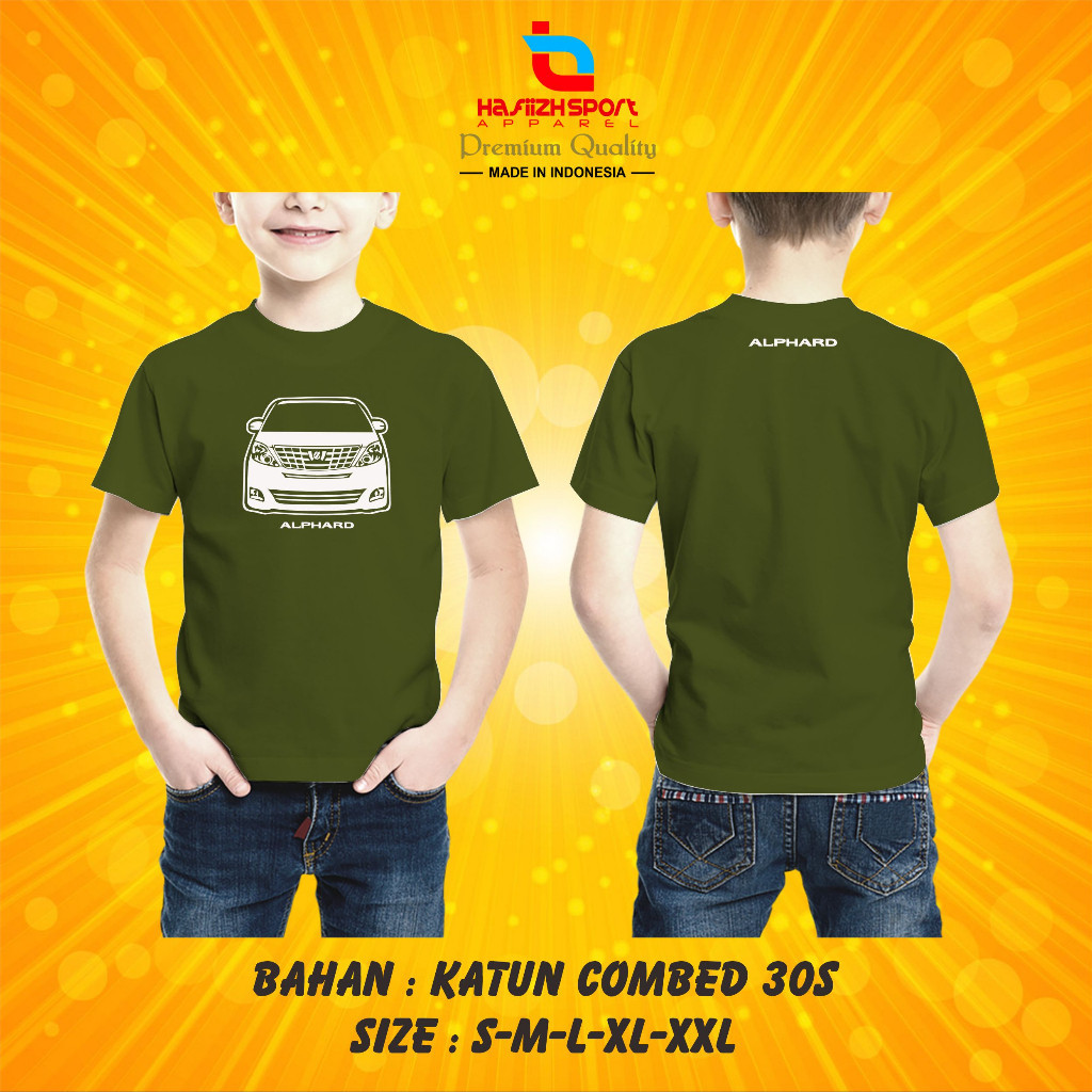 KAOS BAJU ANAK MOBIL TOYOTA ALPHARD PREMIUM