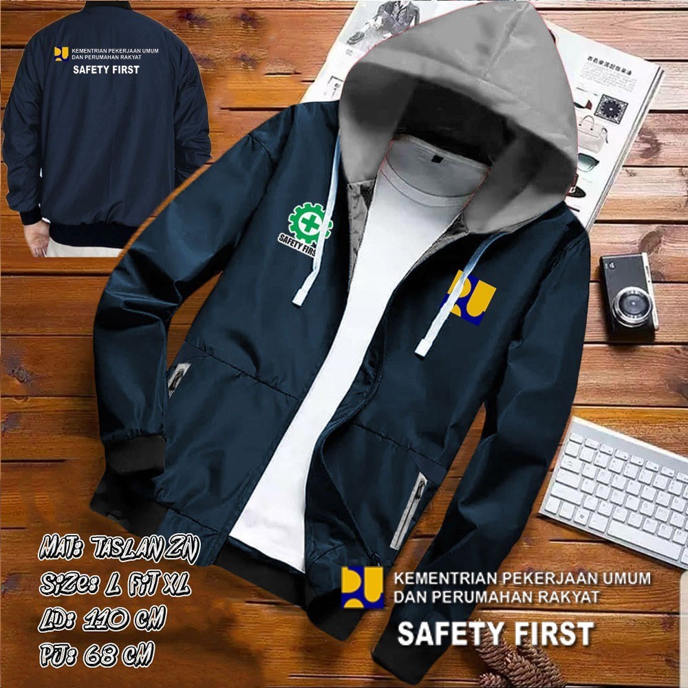 JAKET PARASUT HODDIE DINAS PUPR TERBARU / JAKET BOMBER PUPR / JAKET CUSTOM SABLON PUPR