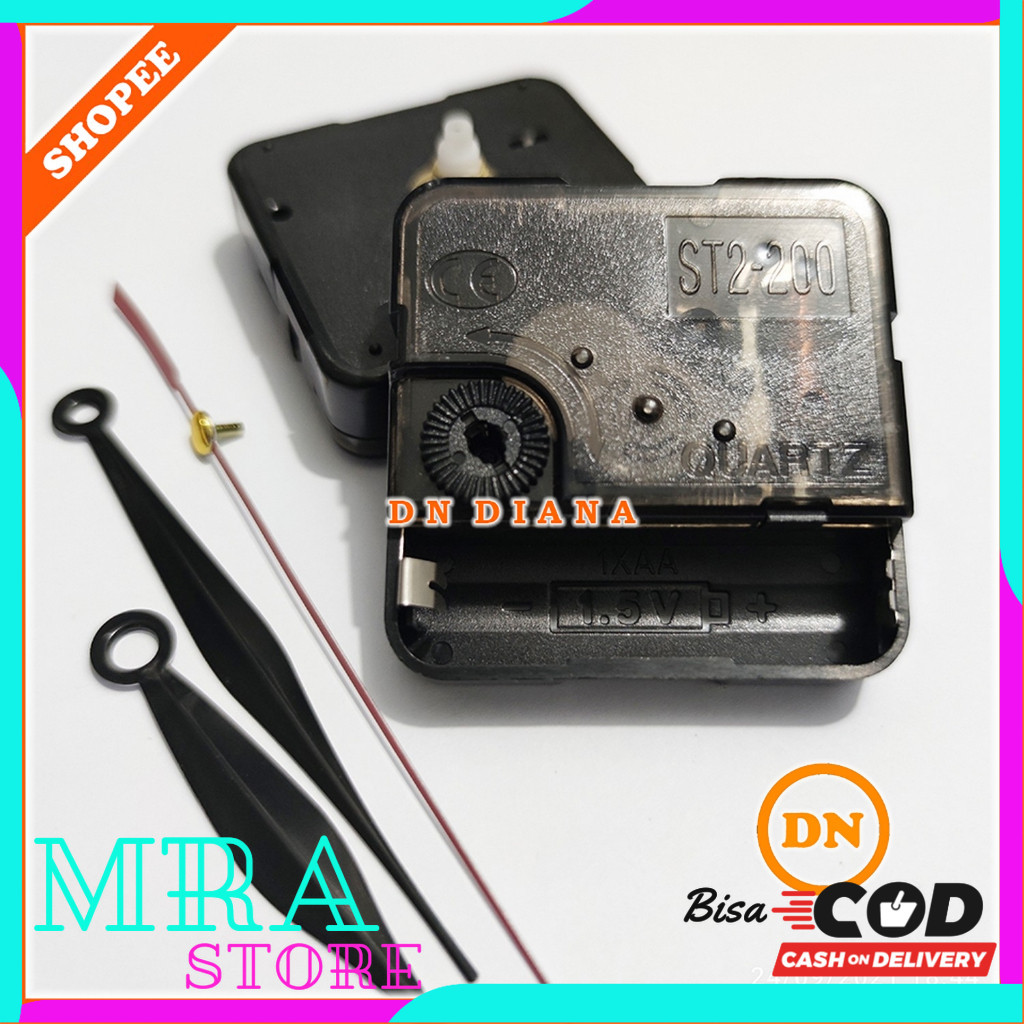 mesin jam dinding ST2-200 quartz model detak free jarum