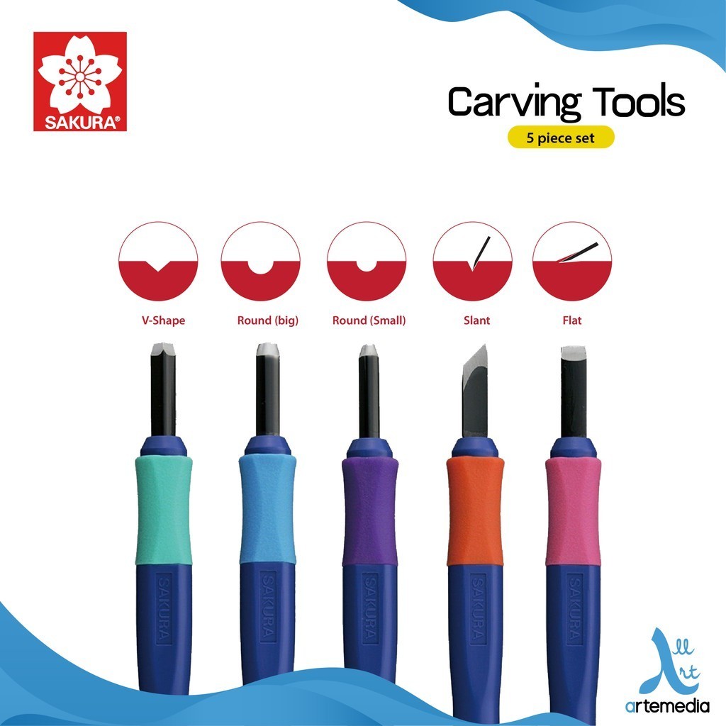 

Sakura Carving Tools 5 Shapes Set Alat Pahat Pisau Cukil