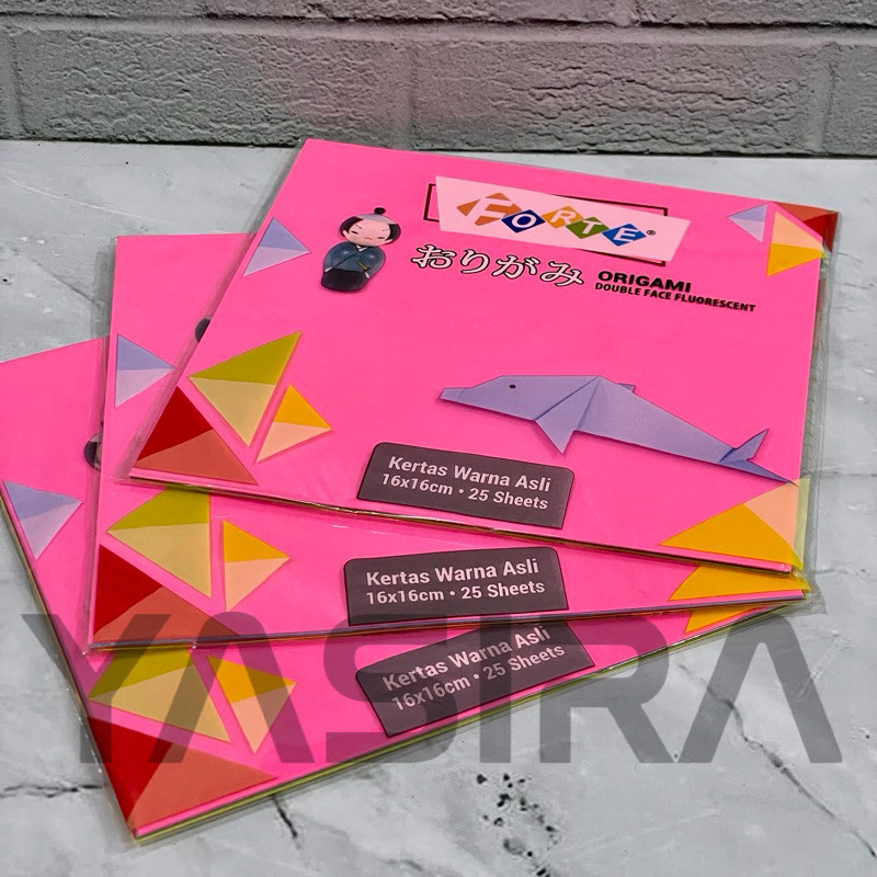

SATU PACK 25 LEMBAR Origami Kertas Lipat Kerajinan Anak Forte 16 x 16