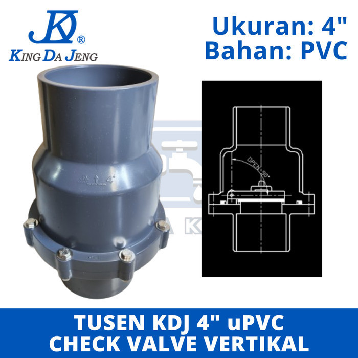 Tusen Klep uPVC 4 Inch Kdj Swing Check Valve Pvc 4 Dim Vertikal