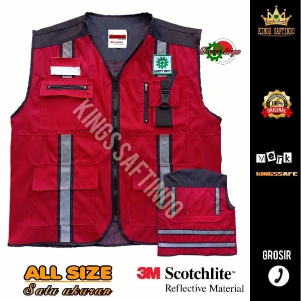 ROMPI SAFETY PUPR TERBARU/SAFETY VEST/ROMPI DINAS PU - Putih, xxxxl
