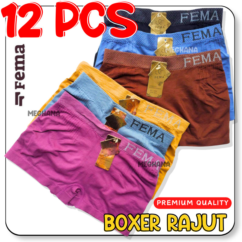 12Pcs Celana Boxer Wanita Fema CD Boxer Cewek Fema Rajut
