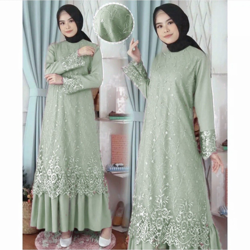 GAMIS WANITA UNTUK LEBARAN- Paramita Dress gamis brukat pesta mewah elegan terbaru 2023 gamis brokat