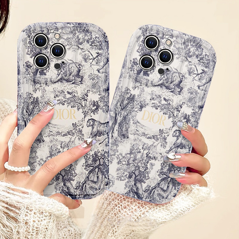 Solf Case Dior classics pattern Case  Casing hp iPhone 11 12 15 14 13 PlusProMax 8 7Plus SE2 SE3 6 6