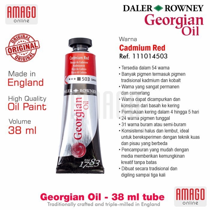 

DALER-ROWNEY Georgian Oil 38 ml - Cat Minyak Lukis - Cadmium Red - 111014503