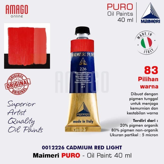 

MAIMERI Puro - Oil Paint - Cadmium Red Light - 40ml - M0012226