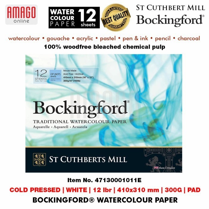 

BOCKINGFORD Watercolour Paper - Cold Pressed - Pad - 12 lbr - 410x310mm - 300g