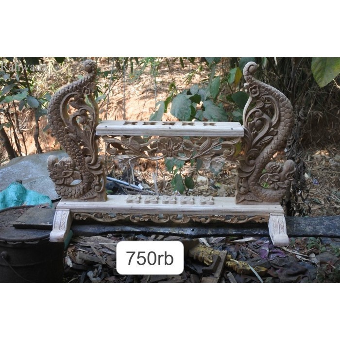 

termurah jagrak keris naga kembar ukir kayu jati isi 5 k3ris produksi murah