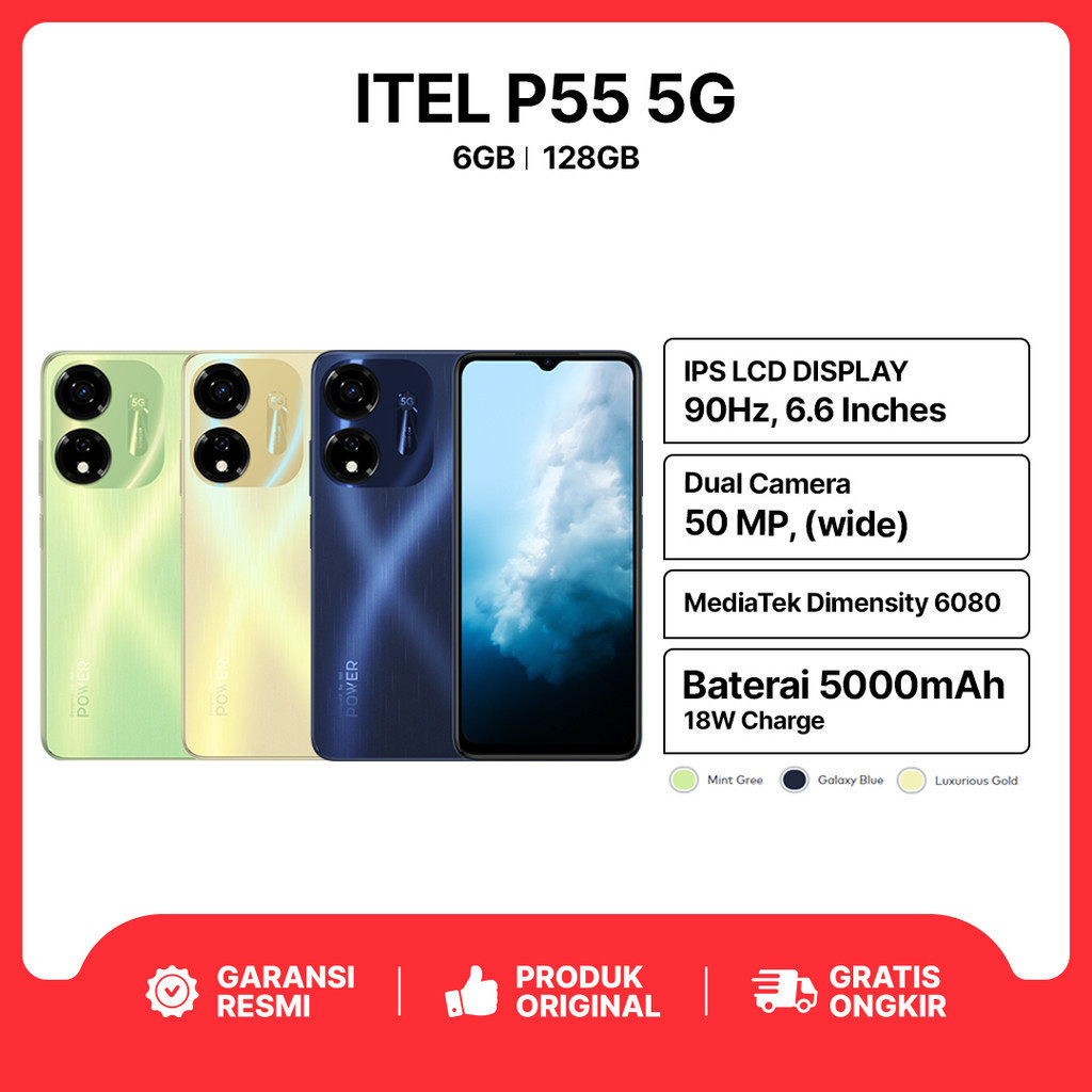 Itel P55 5G 6/128GB - Garansi Resmi