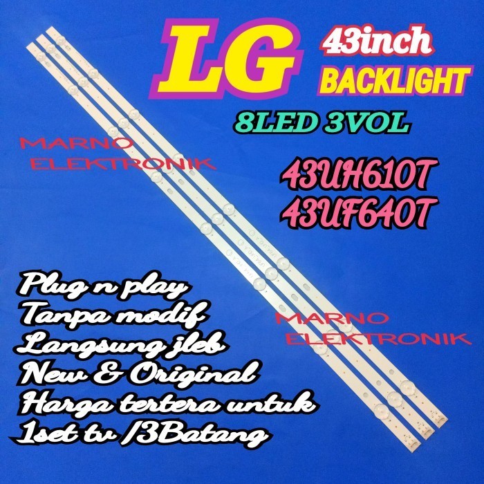 LAMPU BL BACKLIGHT LED TV LG 43 INCH 43UH610 43UH610T 43UF640 43UF640T -BB12