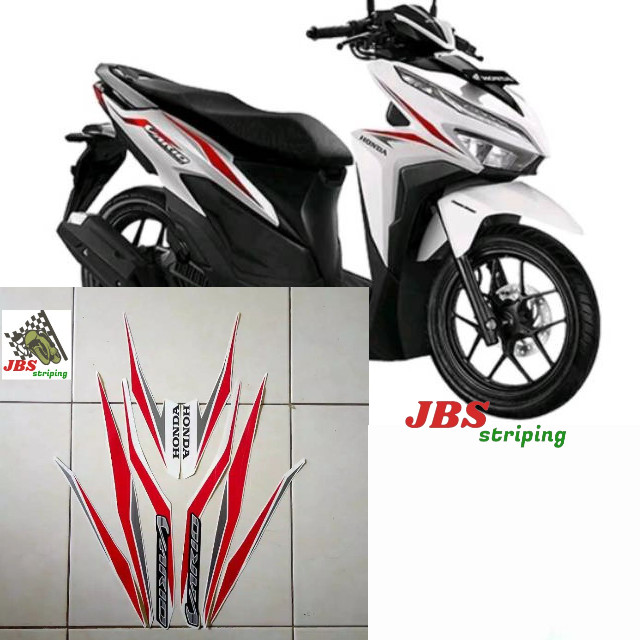 Striping honda new vario techno 125 led fi cbs 2018 putih merah stiker vario lis body vario