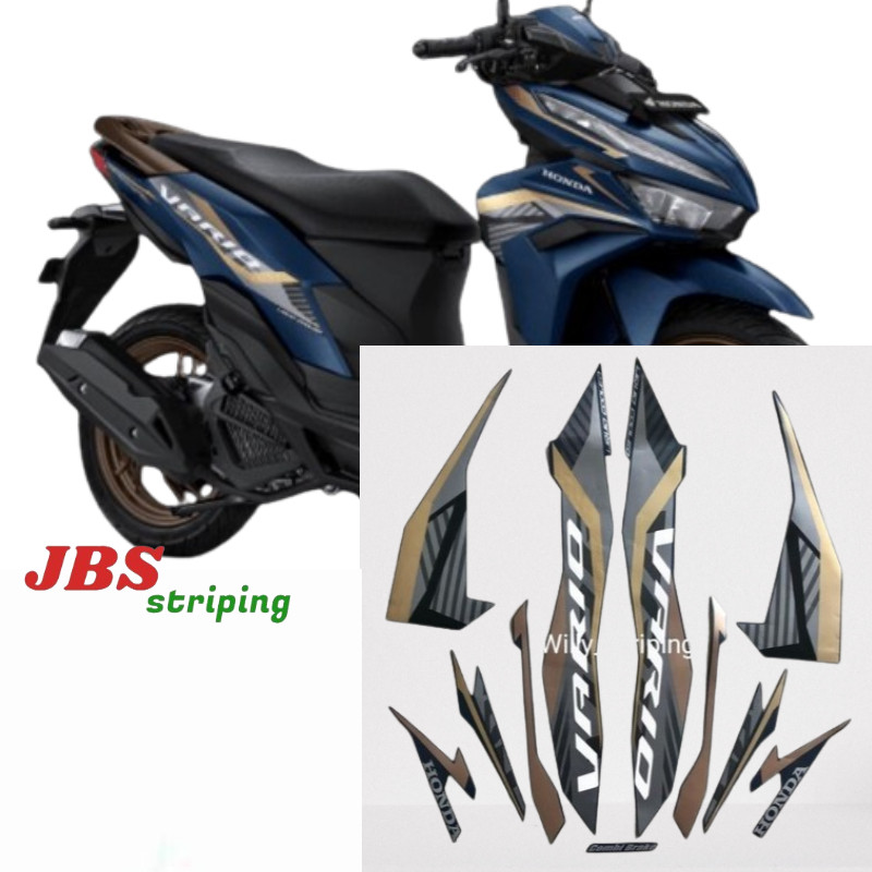 Striping honda new vario techno 125 iss led fi cbs 2022 2023 biru doff stiker vario lis body vario