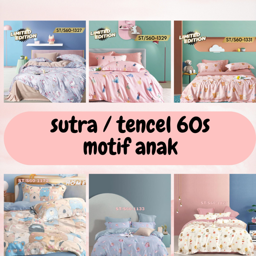Sprei Sutra Tencel 60s - Tansel Premium Halus - Motif Anak berbagai ukuran