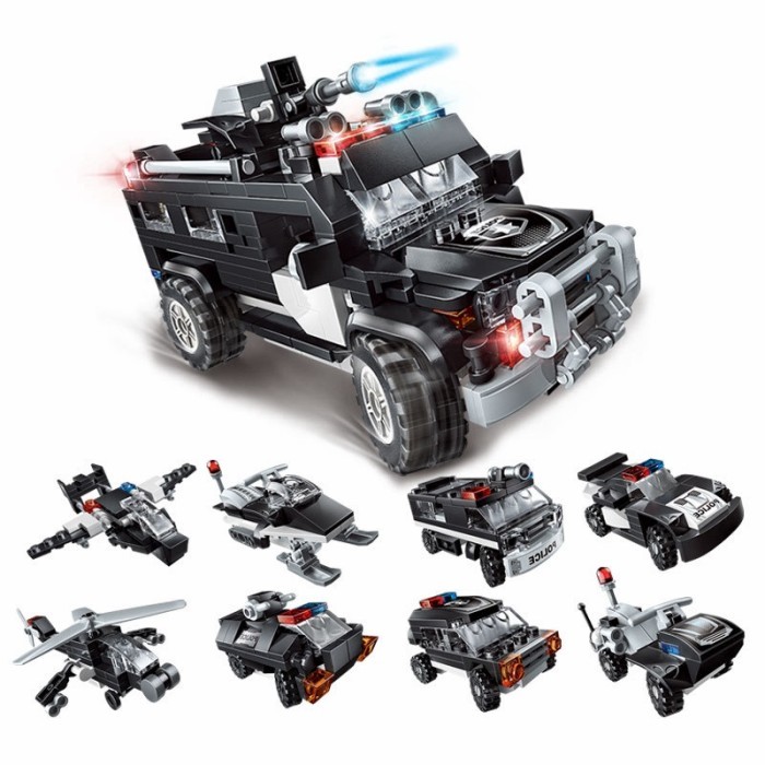mainan edukasi lego bricks mobil polisi swat 8in1