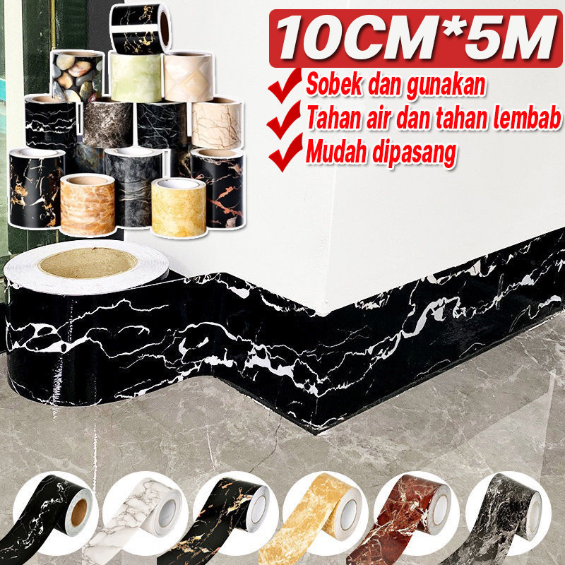 COD 10CM*5M Wallpaper Sticker Border List 10 Warna Gulungan Stiker Pembatas Keramik  Anti Air Lebar 