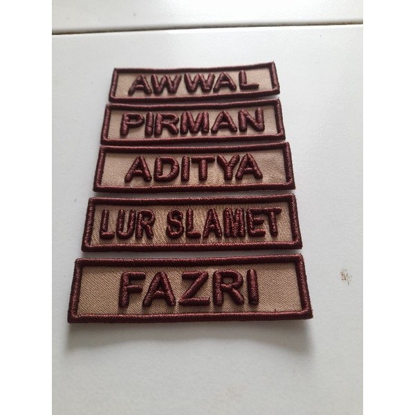 Bordir Bordir Timbul Nama nama pramuka