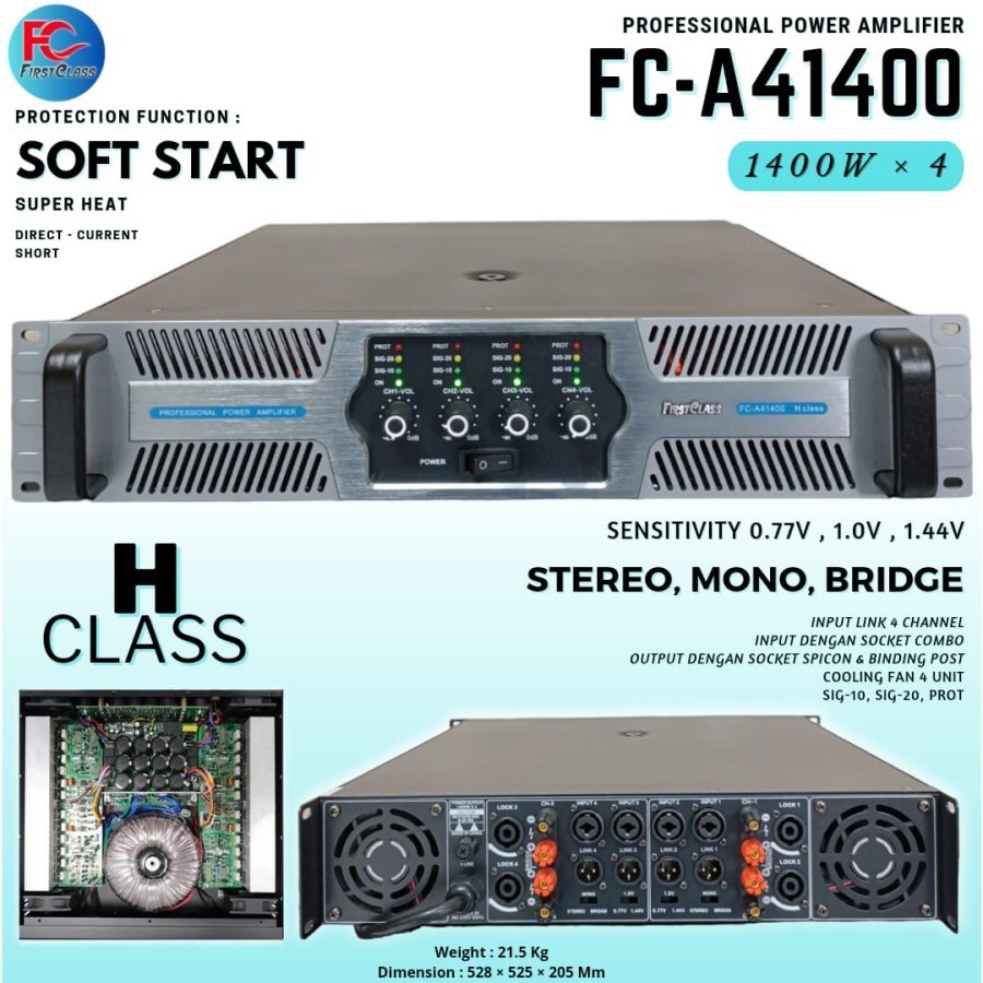 Power Amplifier 4 Channel Firstclass FCA 41400 Power FC A41400 H CLASS
