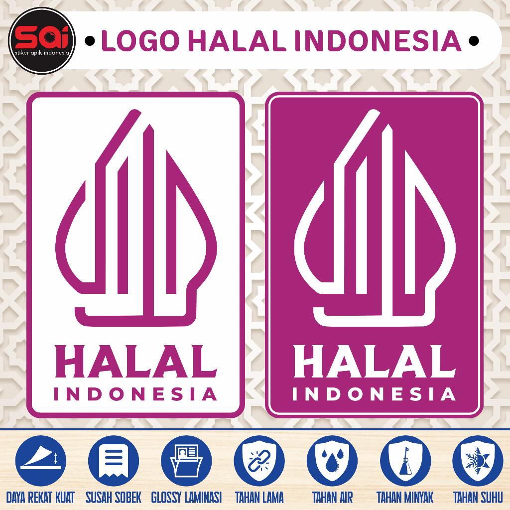 

stiker vinyl anti air LOGO HALAL INDONESIA PORTRAIT laminasi glossy