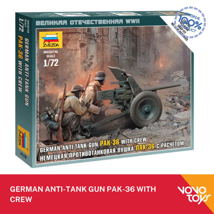Miniature Figure 1/72 German Anti-Tank Gun Pak-36 With Crew Zvezda