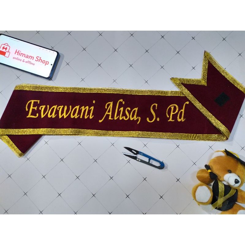 (Langsung Jadi) Selempang Wisuda Bordir Bludru PITA Selempang Wisuda