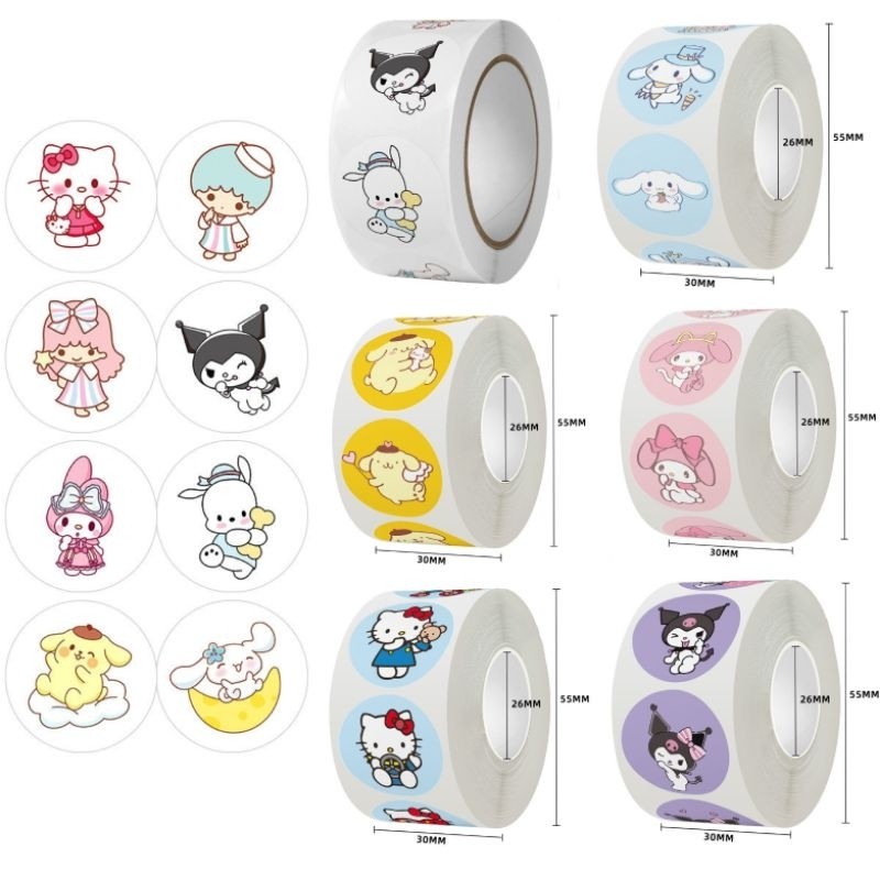 

KADO (500 PCS) LENGKAP STIKER ROLL SANRIO BEAR DIY KARAKTER STICKER
