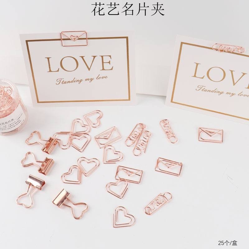 

25pcs CLIP CARD PINK BUKET BUNGA AESTHETIC ROSEGOLD/KLIP CARD PINK UNTUK BUKET BUNGA/KLIP KERTAS PINK