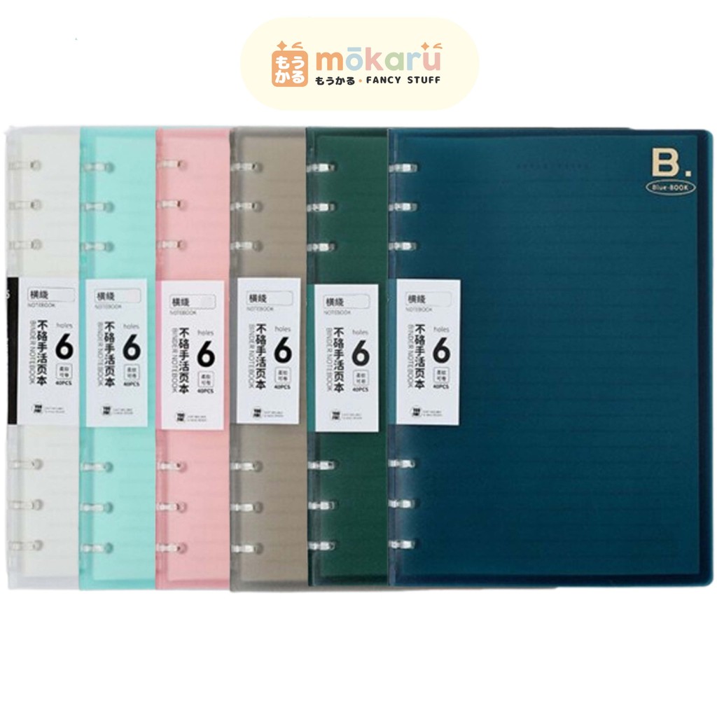 

Soft Cover 6 Ring Slim File Binder B5 / Buku Catatan Bergaris Loose Leaf 6 Lubang