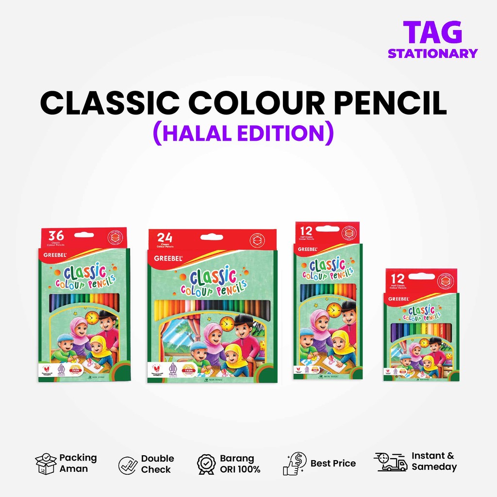 

GREEBEL Pensil Warna Classic Color Pencils Halal Edition / Pensil Warna Greebel / Pensil Warna Anak