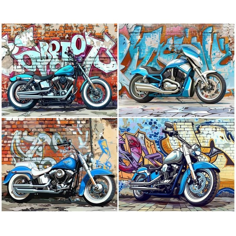 

SDOYUNO Painting By Number Motorcycle Graffiti Landscape Kits Coloring By Number Handpainted Drawing On Canvas Home Wall Decor