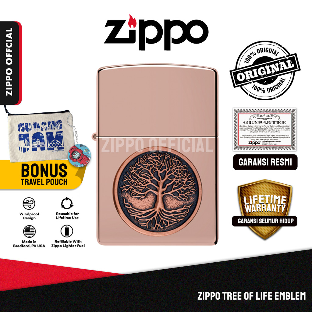 Zippo Tree of Life Emblem 49638 Korek Api Zippo | Garansi Lifetime