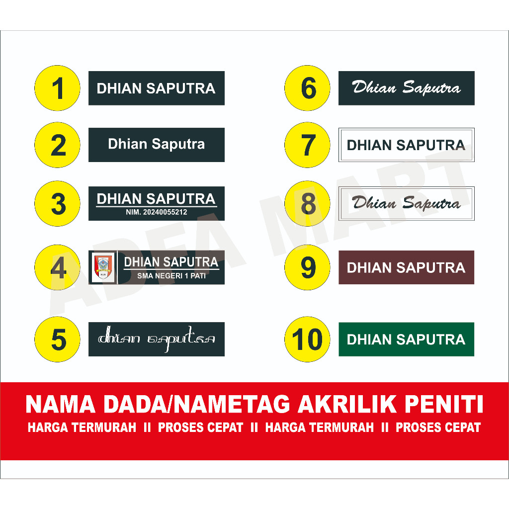 

[READY] Nametag Akrilik Resin Nama dada Pegawai Guru Mahasiswa