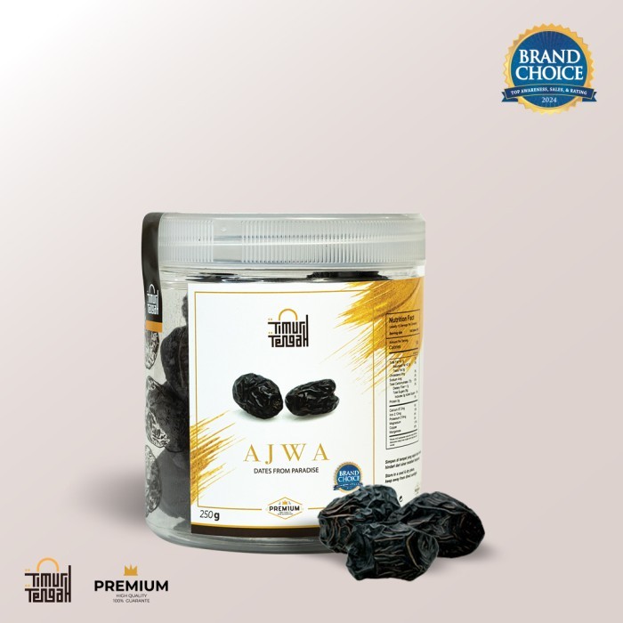 

Kurma Ajwa Premium 250 gr - High Quality Kurma Nabi Asli Timur Tengah