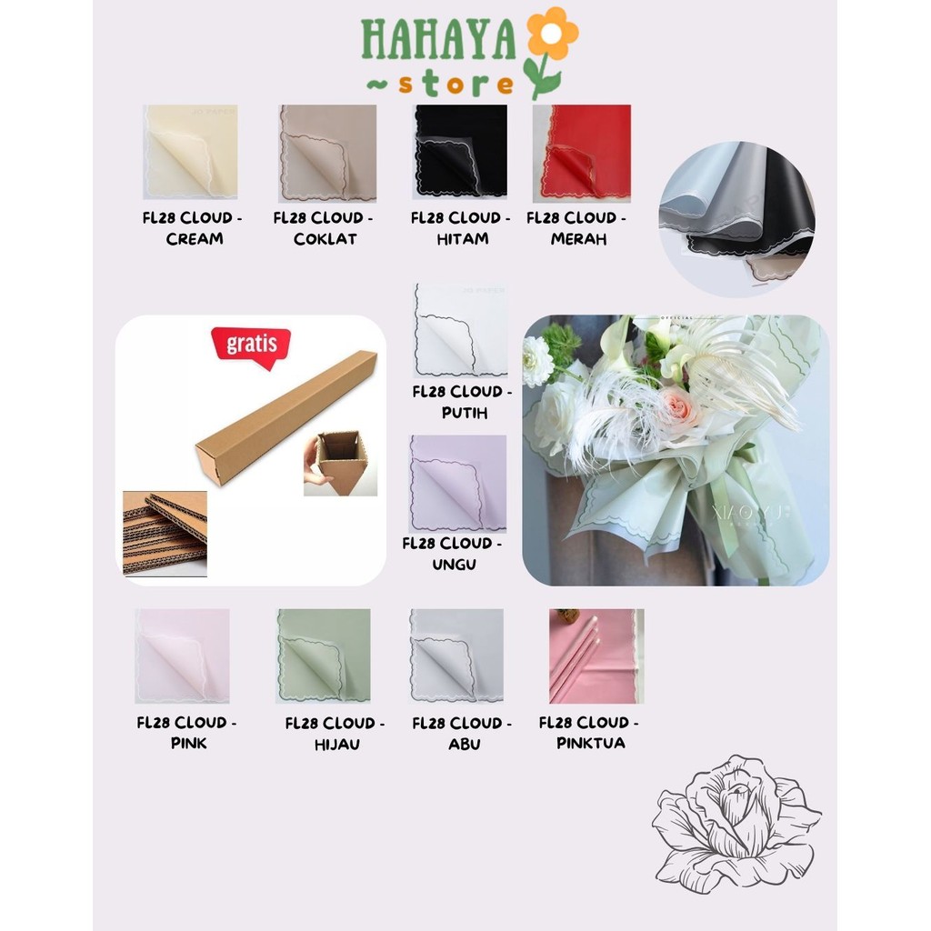 

HAHAYA - (5 LEMBAR) - FL28 CLOUD Kertas Bunga Paper Buket Motif Frame List Awan Cloud Kado Transparan Florist Cellophane