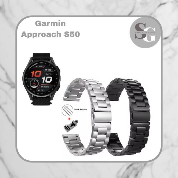 STRAP GARMIN APPROACH S50 SMART WATCH STAINLESS 3 BEADS TALI JAM 20MM