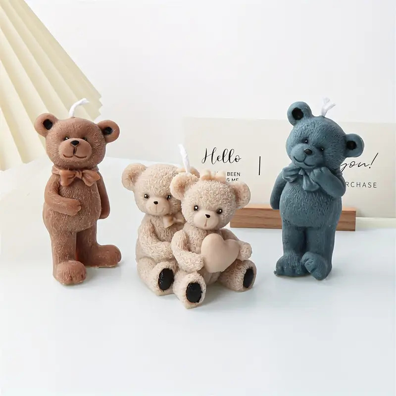 

Silicone Molds Standing Bear, Lovers Bear Hugging Bear Mold, Cute Animal 3D Craft Art Silicone Candle Mold, Craft Molds DIY Hand