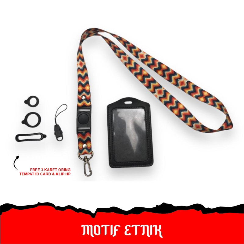

Lanyard Tali ID Card Motif Etnik Desain Exclusive Printing