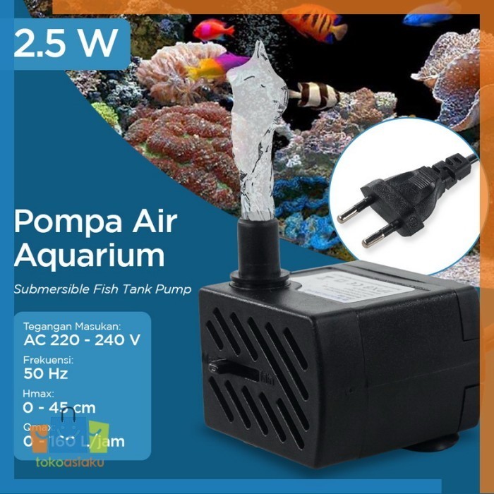 Pompa Celup Sirkulasi Air Akuarium Mini Submersible Pump 220V 2.5W