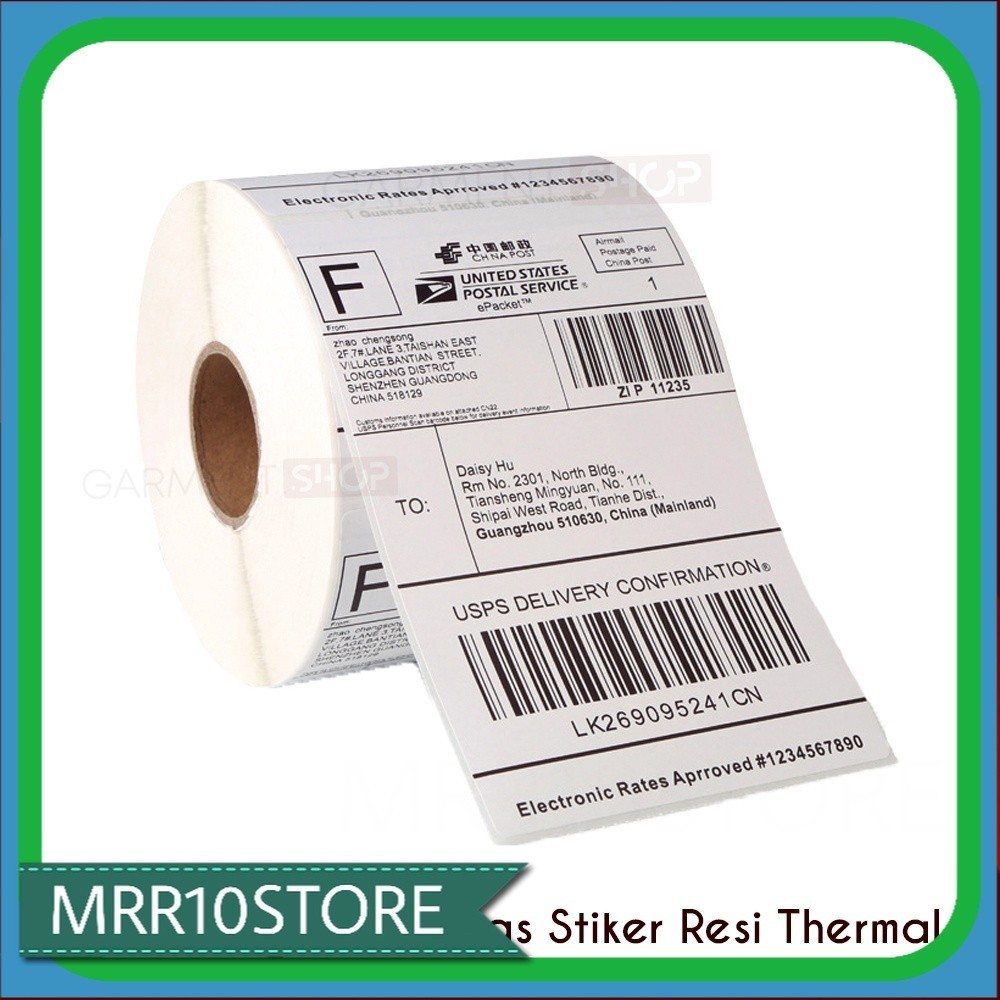 

Kertas Label Thermal Resi Pengiriman Stiker Barcode 100x150 mm Isi 250 pcs