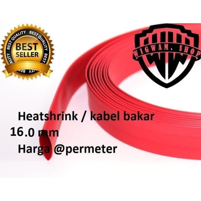 Heatshrink Selongsong Kabel Bakar 16 mm @meter (Merah)
