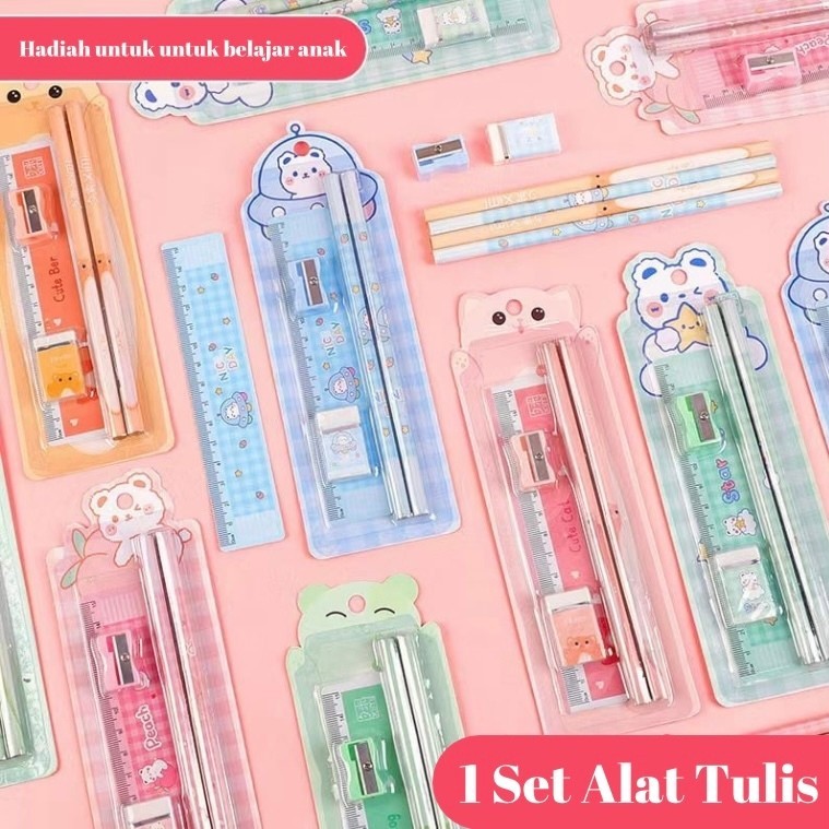 

[READY] 5in1 Pensil Set Alat Tulis Anak Lucu Dan Penghapus Untuk Tempat Pensil Buku Tulis Sekolah