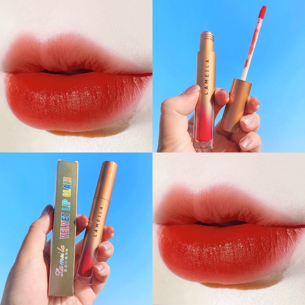 LAMEILA 1021 GOLD LIP GLAZZE LIPSTIK CAIR PELEMBAB BIBIR ANTI AIR DAN TAHAN LAMA