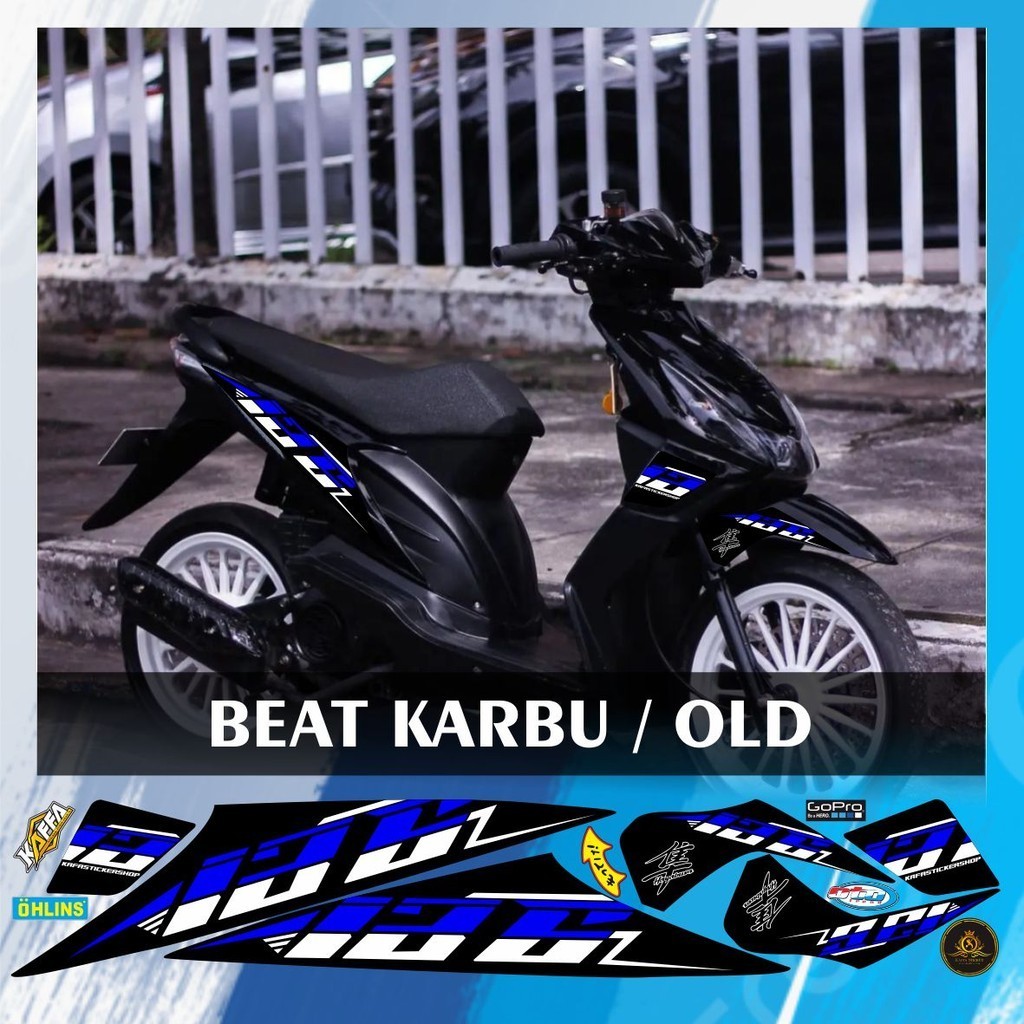 POLET Stiker Striping Beat Karbu Lama/ Old List Custom Decal Variasi Malasaiy Motif Biru LIS POLET