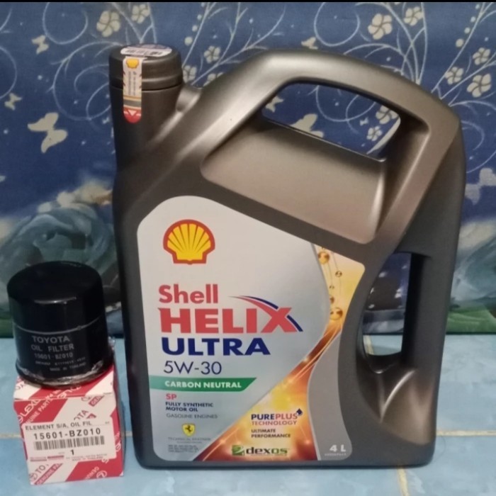 paket ganti oli Shell ultra 5W-30 + filter oli Avanza, xenia