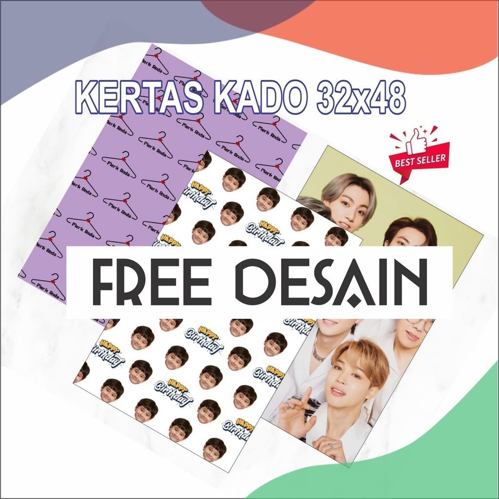 

Cetak Print Kertas Kado Custom Free Edit Design ukuran A3+ A3 32x48 cm WRAPPING PAPER CUSTOM Tas Ultah Tas Lebaran Tas Natal