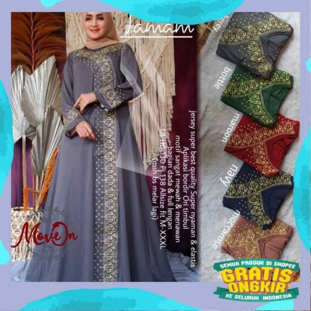 DRESS MUSLIM JUMBO XXXL LD 130CM POLOS BORDIR GROSIR Tamam Maxy Gamis Arabian Bordir Jumbo Gamis Jer