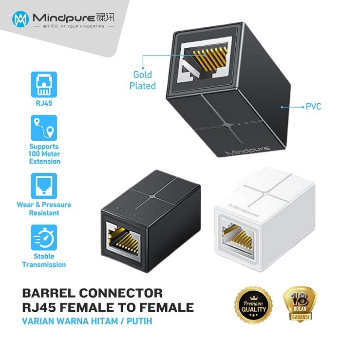 Barrel Konektor RJ45 CAT 6  Female to Female Jack Coupler