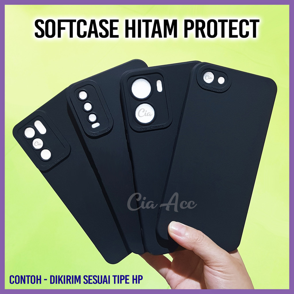 Case Hitam Protect Itel A70 S23+ S23 Plus A60 A60s A49 A26 P40 Vision 2 3 5 1 Pro Plus Softcase Black Protection Camera Polos Lentur Silikon Pelindung Kamera